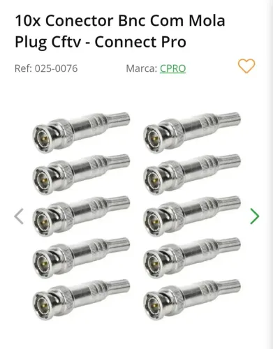 10 Conectores Bnc Com Mola Plug Cftv