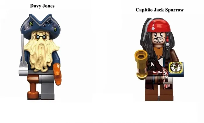 Blocos de montar Jack Sparrow e Davy Jones Mini Figures 2x1