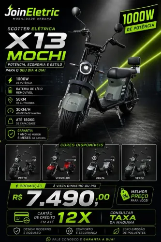 Scotter Eletrica X13 1000W Bateria de Litio
