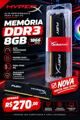 Memória DDR3 8GB HYPER FURY PC
