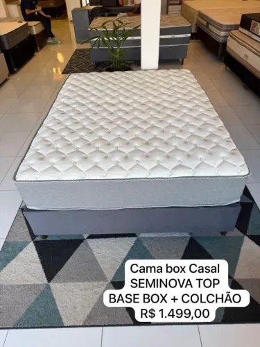 Cama de Casal CINZA TOP SEMINOVA - Entrego! 