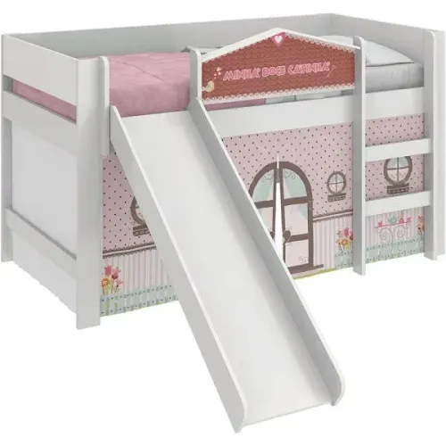Cama Infantil com Escorregador e Luz/LED Doce Casinha Play Pura Magia