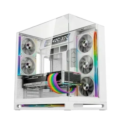 Gabinete Gamer Liketec Cygnus Snow, ATX, 8 Fans ARGB e Display LCD, Branco [NOVO]