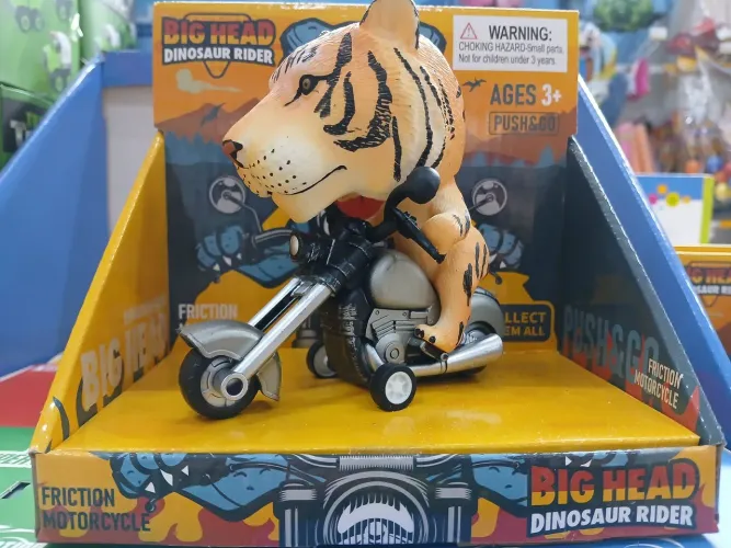 Brinquedo tigre na moto big head.<br>Sugestao idade acima 3 anos.<br>Frete conta do comprador.