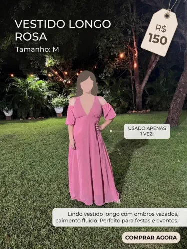 Vestido de festa longo rosa