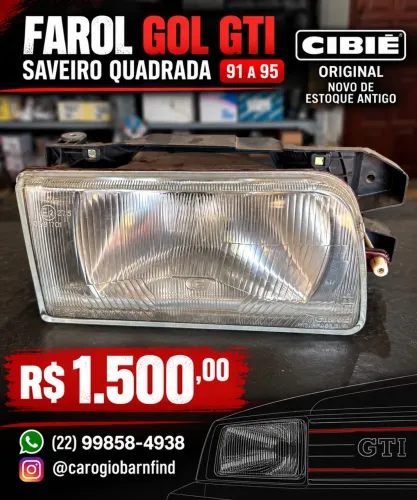 Farol Original Cibie Vw Gol GTI/Saveiro Quadrada 91 a 96 Novo De Estoque Antigo