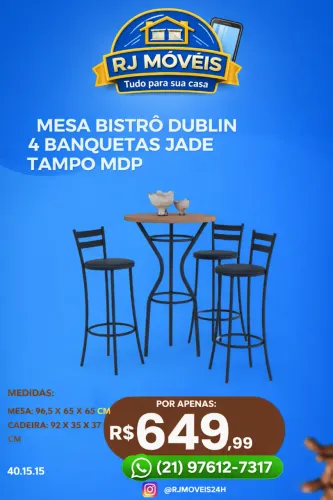 Mesa bistrô c/4 banquetas (Pague na entrega)