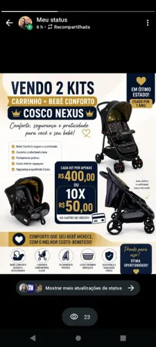 Vendo 2 kits carrinho+ bebê conforto