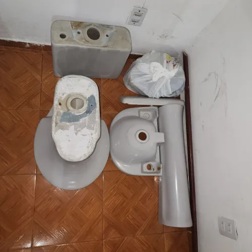 Kit Louça de Banheiro com Cuba + Vaso sanitário + Pia + Porta de Madeira