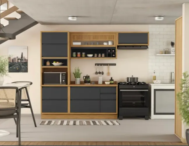 Cozinha Planejada Compacta em MDF com Tampo UV