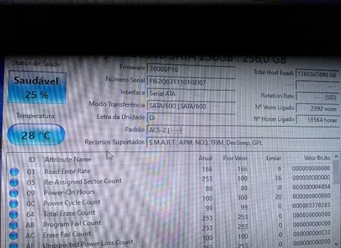 ssd m2 sata sky hinix 256gb funcionando com detalhe leia
