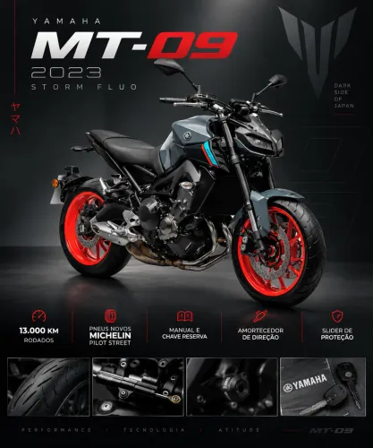 Yamaha MT09 2023 - storm fluo - 13.000km