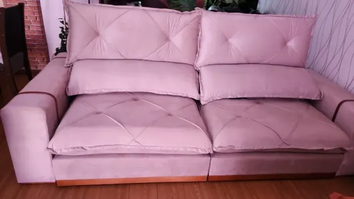 SOFÁ GRAN BELLO PLUS 2.70 RETRÁTIL E RECLINÁVEL MOLAS ENSACADAS E 04 ALMOFADAS DECORATIVAS