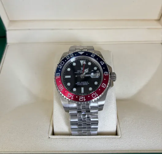 Relógio GMT Master II Coke Preto Vermelho 40mm Automático Vidro Safira Jubilee AAA+
