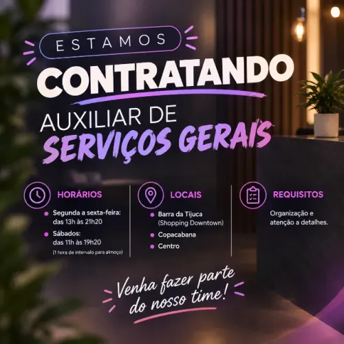Contrata-se Auxiliar de Serviços Gerais no Centro