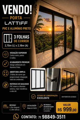 PORTA LATTIFF PVC E ALUMÍNIO PRETO
