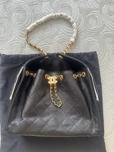 Chanel bolsa preta italiana 25 couro legítimo 