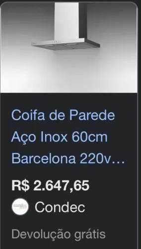 Coiffa de parede inox nova na caixa