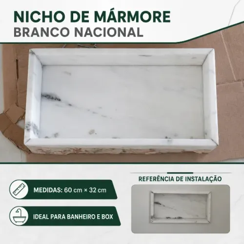 Nicho mármore branco nacional 60cm x 32cm