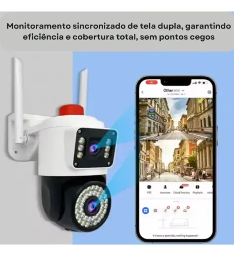 Câmera Segunça BD-JQ936AH Ip Wifi Visão Dupla 4mp C/ Sirene Cor Branco Duas Lentes