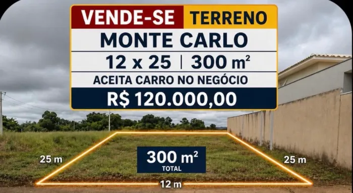 Terreno 12x25 Bairro Monte Carlo