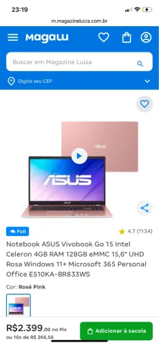 Notebook c 6 meses de pouco uso