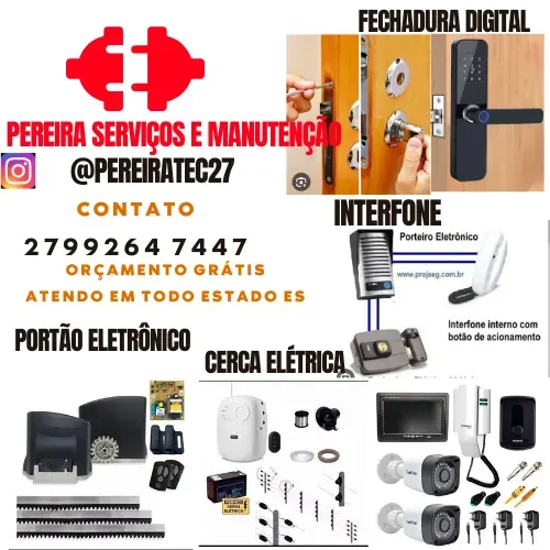  Interfone, Fechadura Digital e elétrica, Cerca Elétrica,motor Portão Elétrico, Câmeras