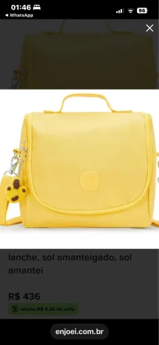 Lancheira Kipling New Kichirou Amarelo manteiga