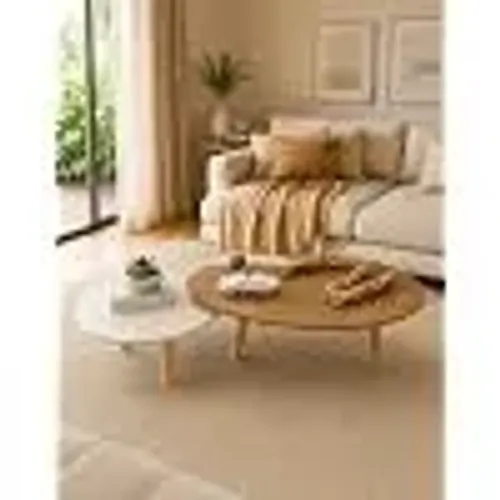 Mesa Organica Kit Mesas de Centro com 2 Peças, MDF com Pés de Madeira, 72,5x40cm e 72,5x40