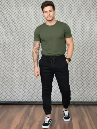 Calça Jogger Preta Masculina P e G - De 99 por 79