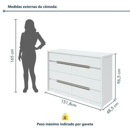 Cômoda Urban 8 Gavetas Moderna e Espaçosa
