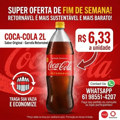 coca cola retornável 2l barato