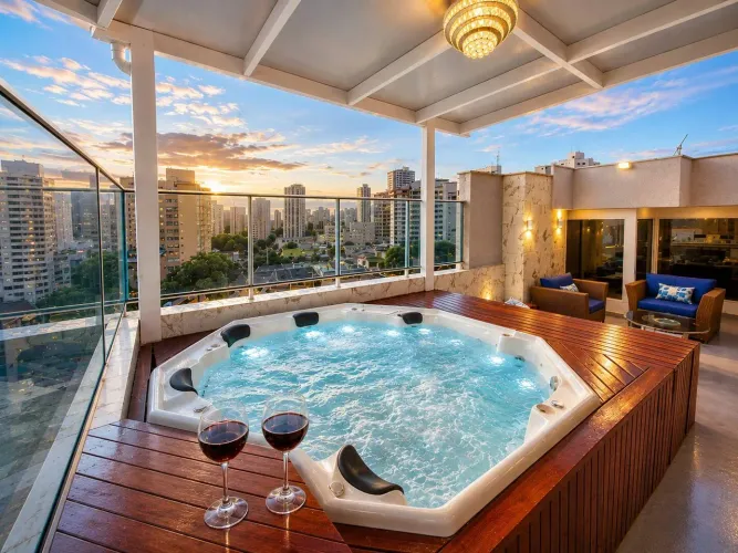 Cobertura Duplex - Mobiliada - 359m² - Jacuzzi - Sauna - Hidromassagem -