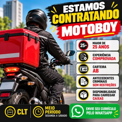 Contrato motoboy com experiência, meio período