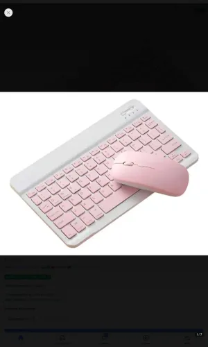 Kit Teclado e mouse bluetooth sem fio Branco/rosa