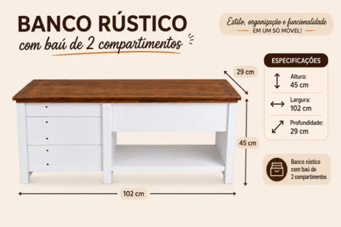 Banco rústico branco