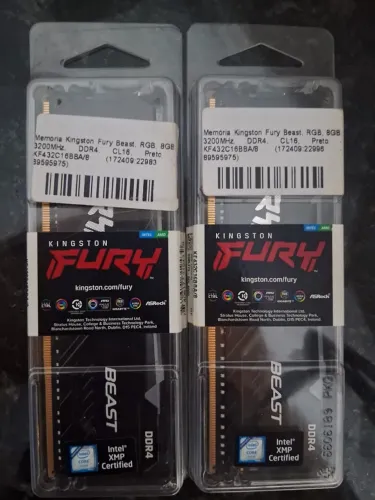 Kit memória ram Kingston Fury Beast RGB 2x8GB 3200mhz CL16