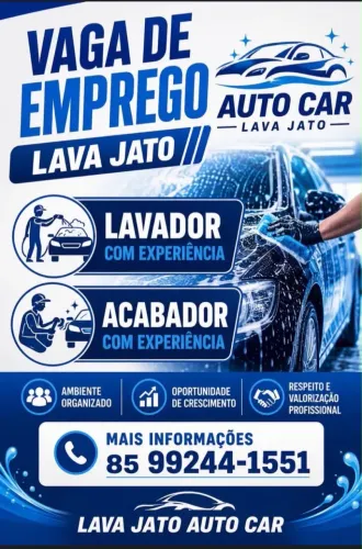 VAGA PARA ACABADOR E LAVADOR COM EXPERIÊNCIA 