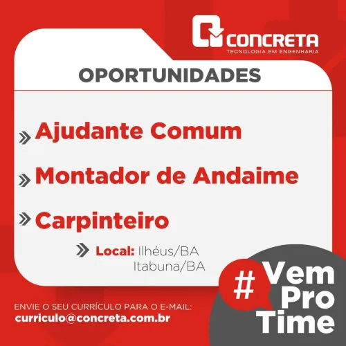 VAGAS DISPONÍVEL ILHÉUS