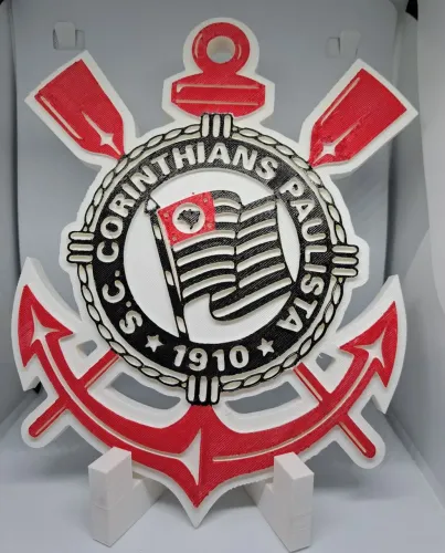 Placa do Timão 3D com Suporte - Decoração Corinthians