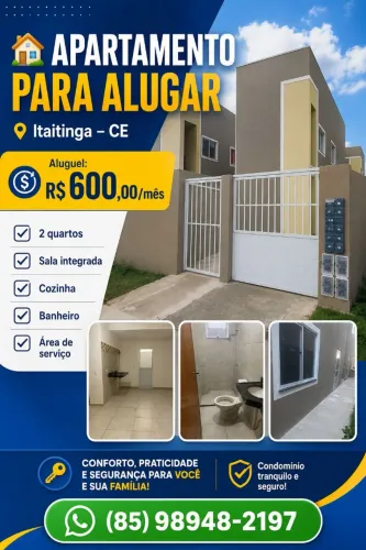 Apartamento 2 Quartos para Alugar - Itaitinga | R$ 600