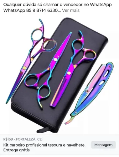 Jogo de tesouras profissional corta cabelo. Entrega grátis