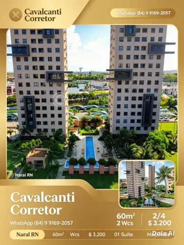 Alugo Apartamento 2/4 Mobiliado Premium - Candelária - Cavalcanti Corretor CL5787