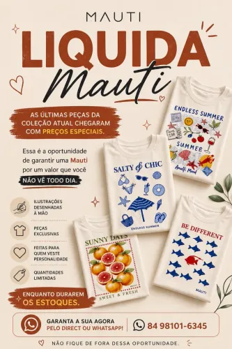 Liquidação @mauti.tshirt | blusas femininas a partir de R$ 59,90 desconto a partir de duas