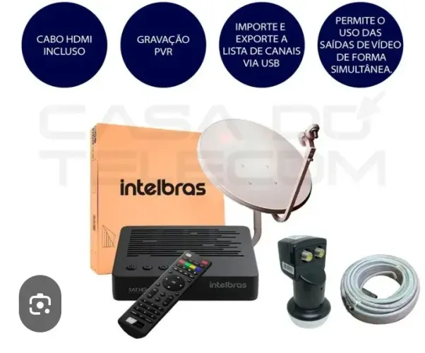 Antena e receptor Intelbras completo com cabo.