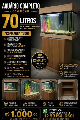 Aquário 70 litros completo