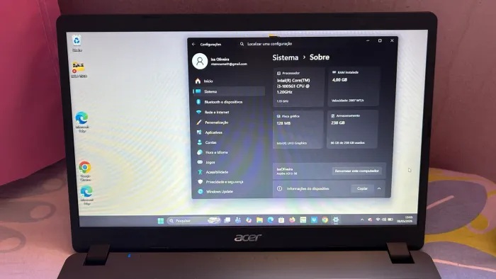 Notebook Acer Aspire 3 A315-56 - Intel Core i3 | SSD 256GB | Muito Conservado