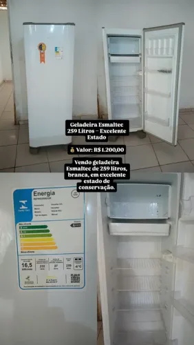 VENDO GELADEIRA ESMALTEC 259L, BRANCA-EXCELENTE ESTADO DE CONSERVAÇÃO.