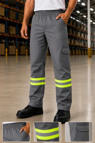 Calca brim com refletivo para empresa em geral