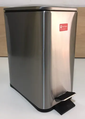 Lixeira Retangular com Pedal Slim em Inox Fosco 5 Litros - NOVA